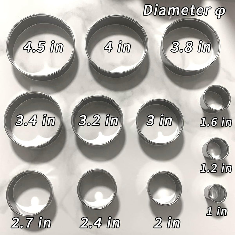 Round Cookie Cutters Set 12Pcs, Metal Cookie Cutters Sturdy Dough Molds with Case, Basic Biscuit Cutter for Fondant Pancake Baking Decorations Holiday Birthday Party
