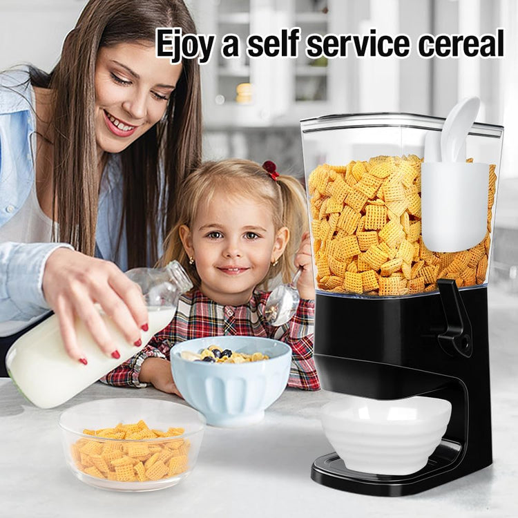 Cereal Dispenser Countertop Wath Bowls and Spoons Cereal Containers Storage for Pantry Snack Organizer Dry Food Storage Container with Lid for Kitchen Organization Oatmeal Nut Granol(Black 2 pack )
