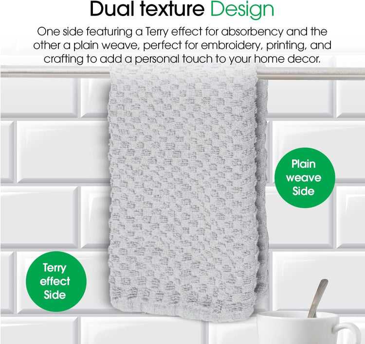 DG Collections Ash Grey Kitchen Towels - 100% Cotton Terry Tea Towels for Cleaning, Drying, and Highly Absorbent Kitchen Dish Cloth for Bar Cleaning - 8 Pack - 15 x 25 Inches - Nestoria