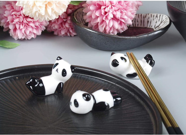 YEYILILINHONG 6PCS Cute Ceramic Panda Chopsticks Rest Rack Stand Holder for Chopsticks, Ceramic Ware Chopsticks Stand Rest Rack,Gift for Boys Girls Kids