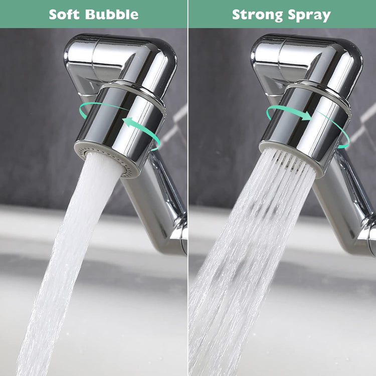 2 Pack 1440° Swivel Faucet Extender(Updated from 1080°),Robotic Arm Faucet Aerator with Female/Male Thread, Faucet Attachment with 2 Water Mode for Kitchen or Bathroom, Plastic Sink Aerator Chrome