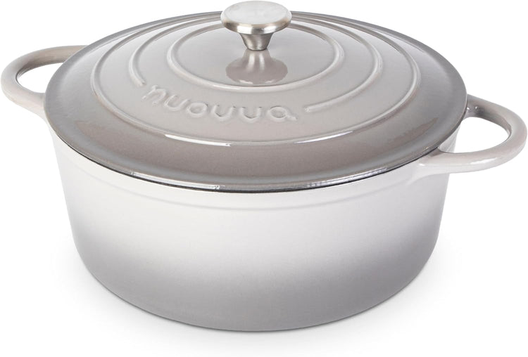 Cast Iron Dutch Oven with Lid – Non-Stick Ovenproof Enamelled Casserole Pot – Sturdy Dutch Oven Cookware – Grey, 7.3-Quart, 30cm – by Nuovva - Nestoria