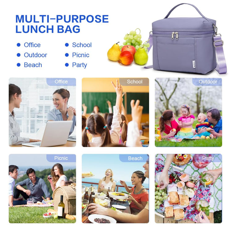 NOL 8L Insulated Lunch Bags for Women Cooler Bag Lightweight Nylon Waterproof Lunch Box For Work