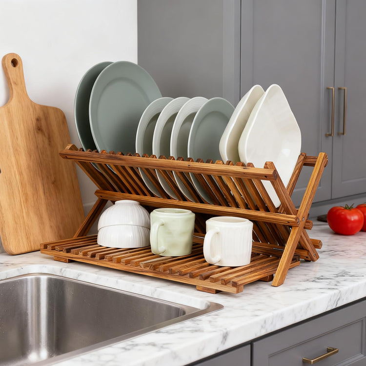 Large Teak Dish Drying Rack