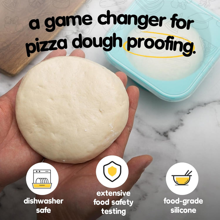 Stackable Silicone Artisan Pizza Dough Proofing Boxes Proving Containers with Lids pizza making accessories-4 pack-500ml portion (Green)