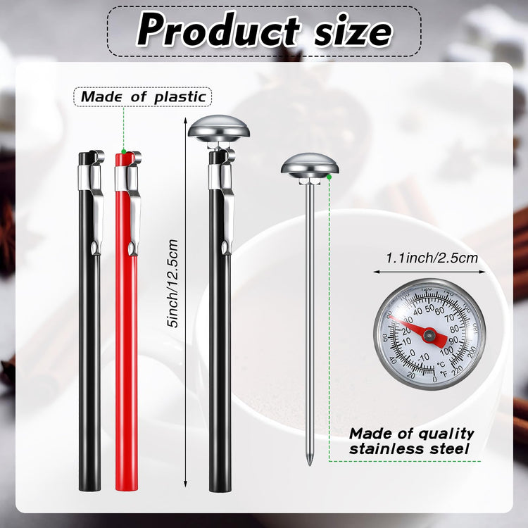 6 Pcs Stainless Steel Kitchen Dial Thermometer 5" (6 Count)