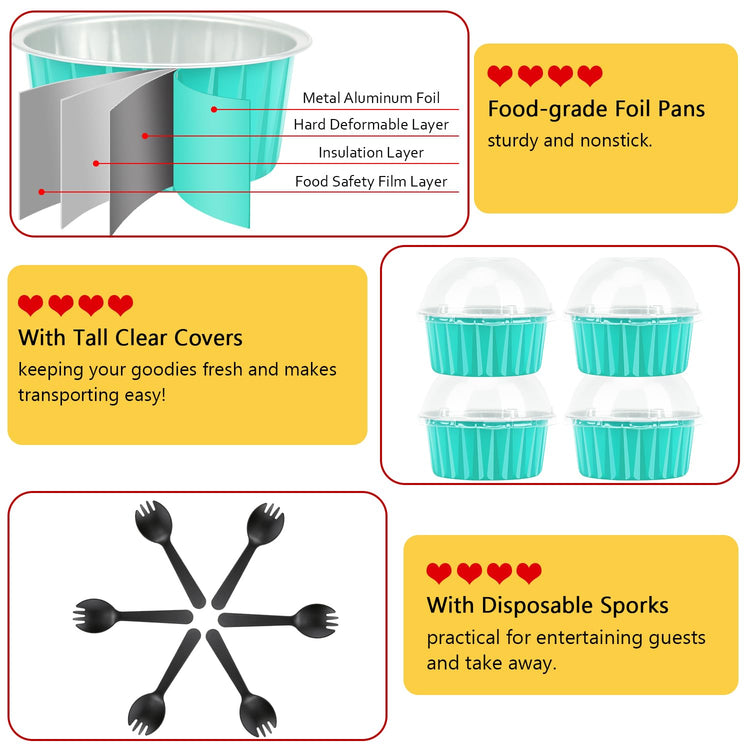 5oz Dot Cake Cups with Dome Lids 100 Pack (5 Fl Oz)