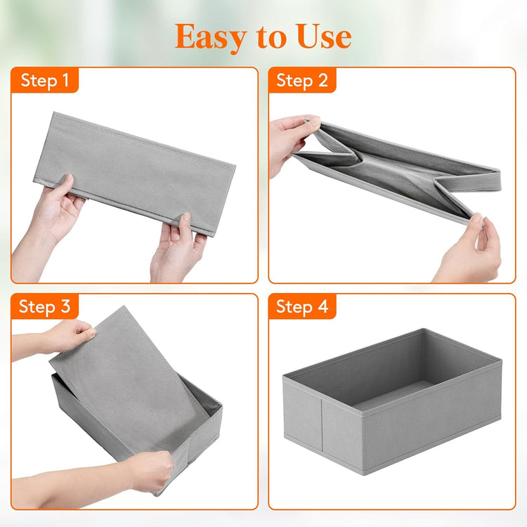 Lifewit Drawer Organizer Clothes for Closet 24 Pack, 3 Sizes Underwear Wardrobe Drawer Dividers, Fabric Foldable Dresser Storage Organizer Bins for Sock, Bra, Lingerie, Undies, Grey