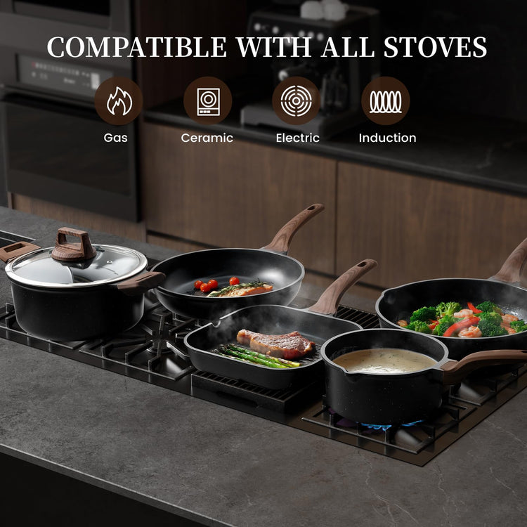 16Pcs Ceramic Pots and Pans Set Non Stick