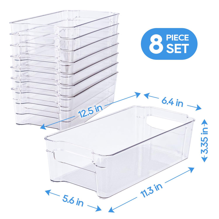 Clear Plastic Storage Bins (8 Count)