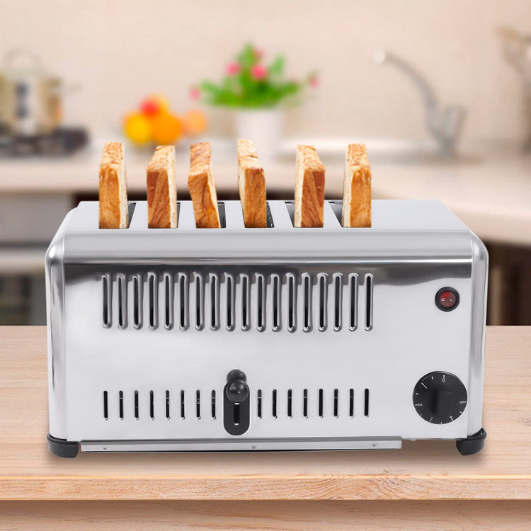 Commercial Toaster 6 Slices Stainless Steel Pop