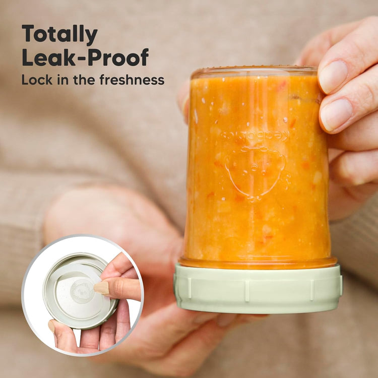KeaBabies 4pk 8oz & 4pk 4oz Glass Baby Food Containers with Lids - Leak-Proof, Microwavable Small Glass Jars, Baby Purees & Toddler Snack Storage Containers, BPA-Free, Dishwasher & Freezer Safe(Sage)