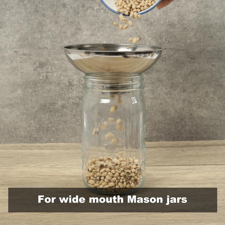 Canning funnel with stainless steel filter for wide mouth Mason jars - Kitchen filling stainless steel wide mouth funnel(for wide mouth Mason jars)