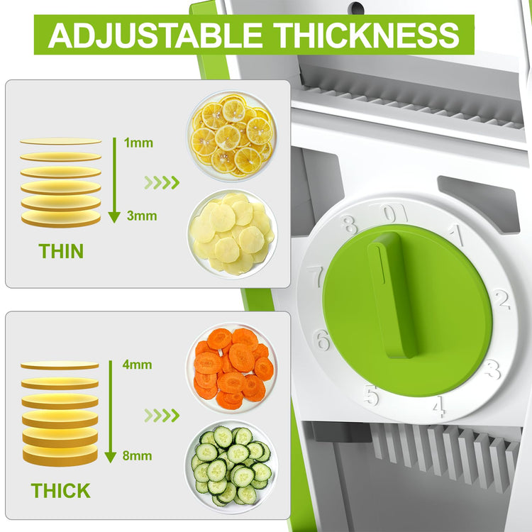 Upgraded Mandoline Slicer for Kitchen &Safe Vegetable Chopper 5 in 1 & Adjustable Mandoline Slicer