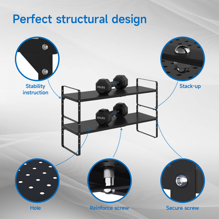 Expandable Cabinet Shelf Organizer Adjustable Metal Spice Rack Stackable Freestanding Counter Storage Shelves for Kitchen Cabinet Under Sink Office Desk