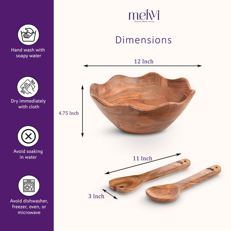 Wooden Salad Bowl Set (3 Count)