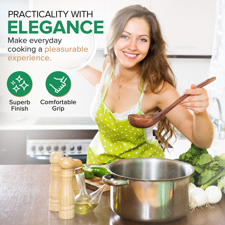 Wooden Soup Ladle Spoons for Cooking Serving