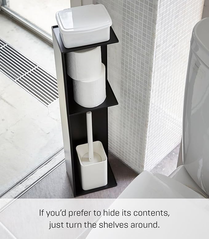 Yamazaki Home Tower Slim Bathroom Storage, Toilet Paper Stocker - Steel -