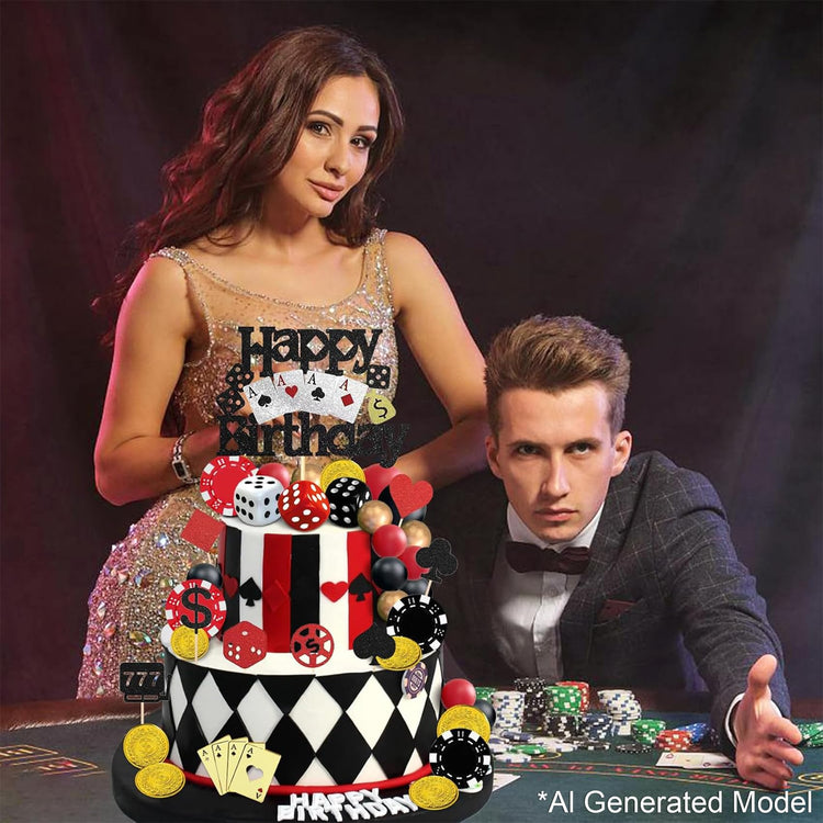 35Pcs Casino Cake Toppers Poker Casino Theme Party Decorations