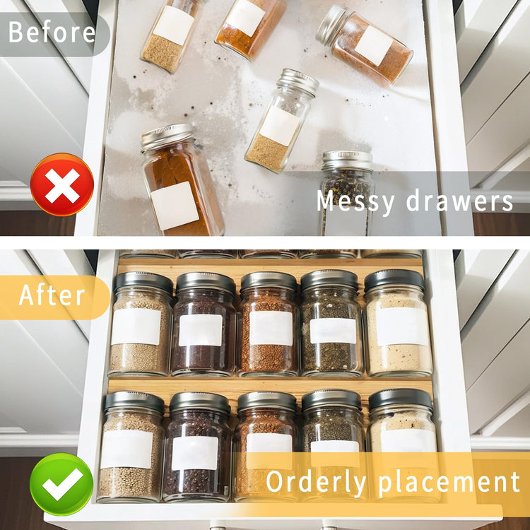 Bamboo Spice Rack For Drawer (4 Count)