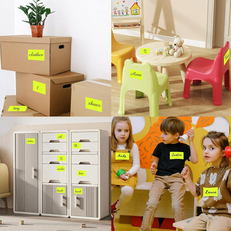 STARLIBOO Neon Colored Labels Stickers 3 x 2 Inch, Rectangle Moving Labels Stickers, 250Pcs Garage Sale Price Stickers, Adhesive Moving Labels for Boxes- Fluorescent Yellow