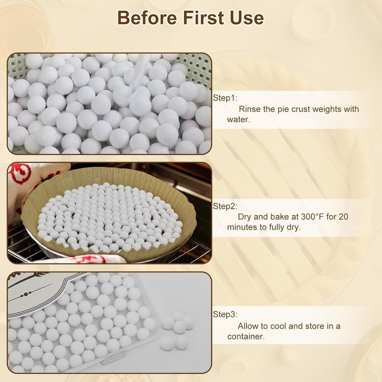 0.83LB Ceramic Pie Weights for Baking, Premium Natural Baking Beans,Reusable Ceramic Stoneware Suitable for Various Pies and Pastries