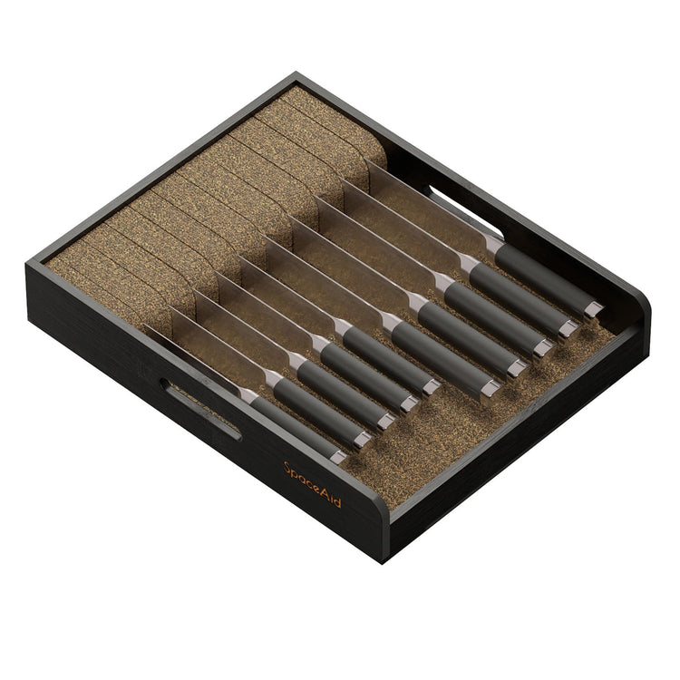 Large Knife Drawer Organizer Bamboo Insert Dock