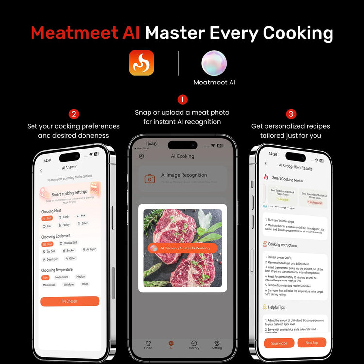 Wireless Meat Thermometer Digital with Remote App Monitoring