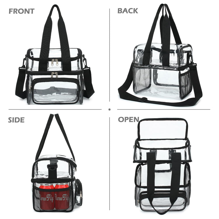 Clear Bag Double Decker Lunch Bag for Stadium Events Adult Large Transparent Tote for Men