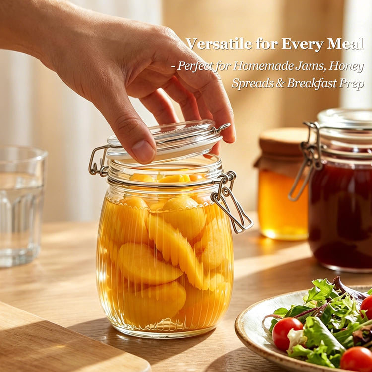 Ribbed Glass Mason Jars with Airtight Lids 25 oz 6 Pack Coffee (6 Count)