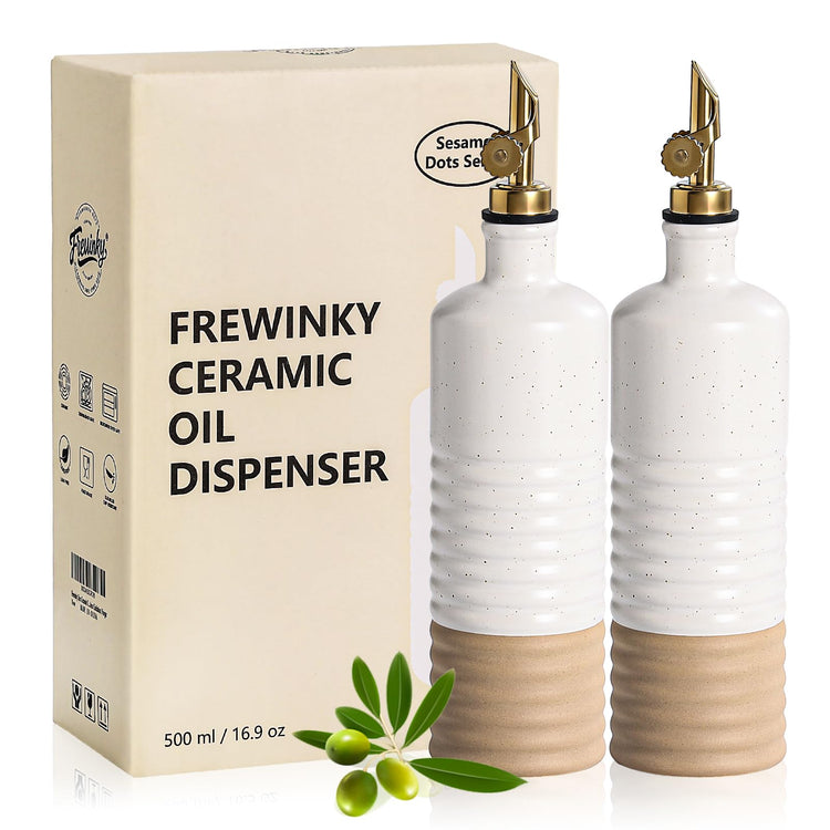 Ceramic Olive Oil Dispenser Bottles 16.9 oz (2 Count)