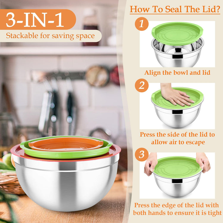 Mixing Bowls Stainless Steel Nesting Salad Bowls Set (6 Count)