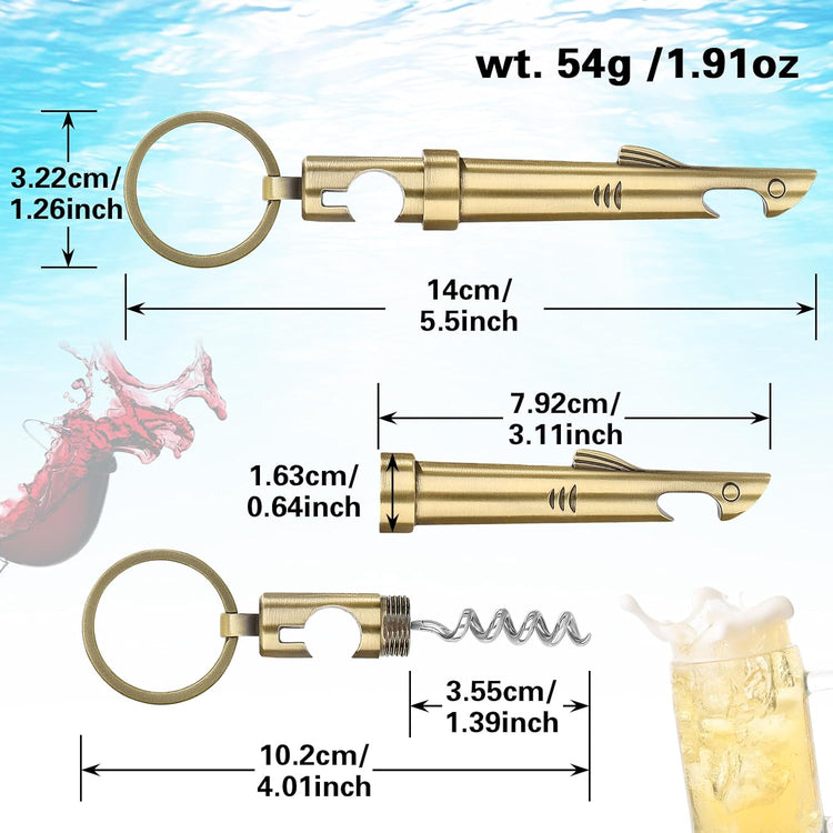 LKKCHER 2-in-1 Shark Bottle Opener, Novelty Keychain Corkscrew Wine Opener, Beer Bottle Opener, Wine & Beer Gifts for Men, Father's Day Gifts, Christmas Gifts, Birthday Gifts, Bronze