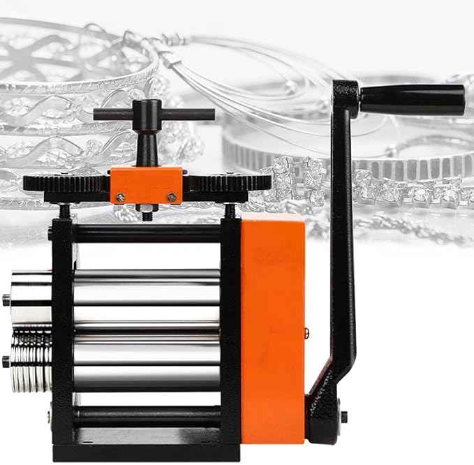 Manual Jewelry Rolling Mill - Hand Crank Metal Press Machine for Wire Shaping, Stretching, and Embossing Patterns - Essential Crafting Tool for Jewelers and Artisans