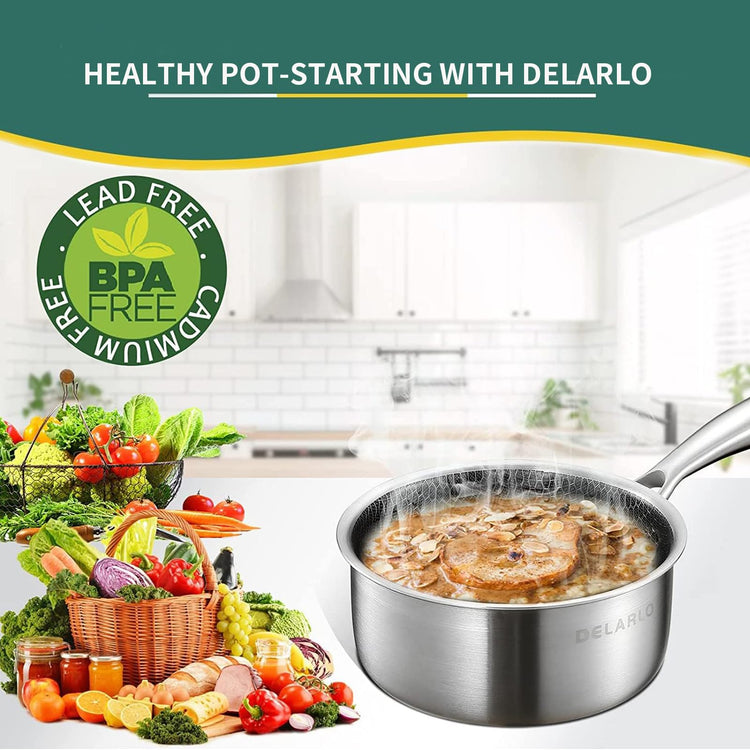 Tri Ply Stainless Steel Hybrid Non Stick Saucepan 1.5 Quart