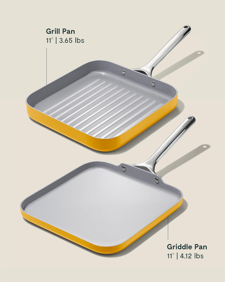 11" Non Stick Square Griddle Pan and Grill Pan Duo
