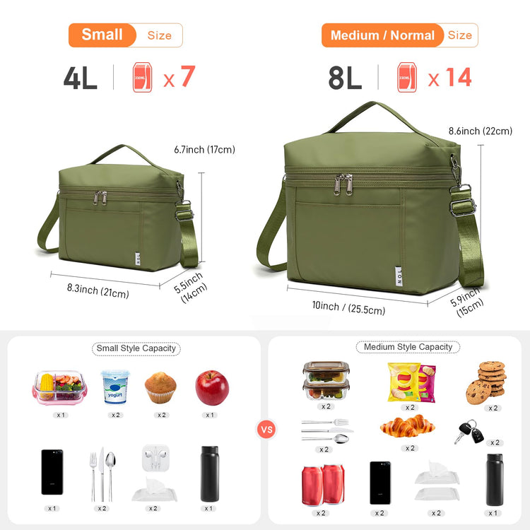NOL Insulated Lunch Bags for Women Cooler Bag Lightweight Nylon Waterproof Lunch Box for Work
