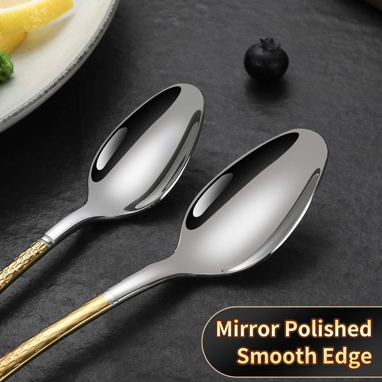 Hammered Silver Gold Silverware Set (20 Count)
