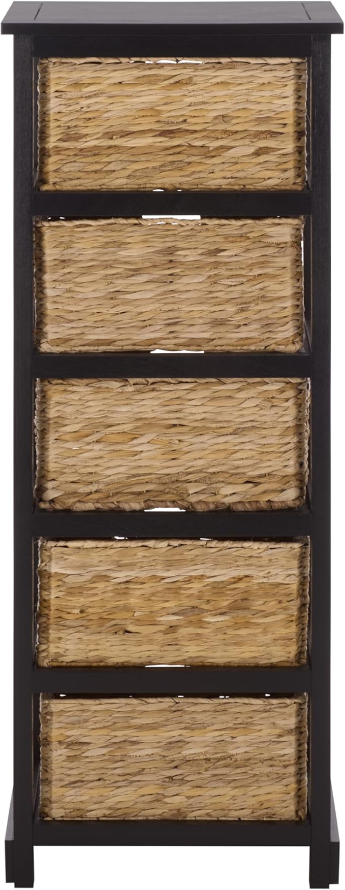 SAFAVIEH Home Collection Vedette Distressed Black 5-Drawer Wicker Basket Storage Tower (Fully Assembled)