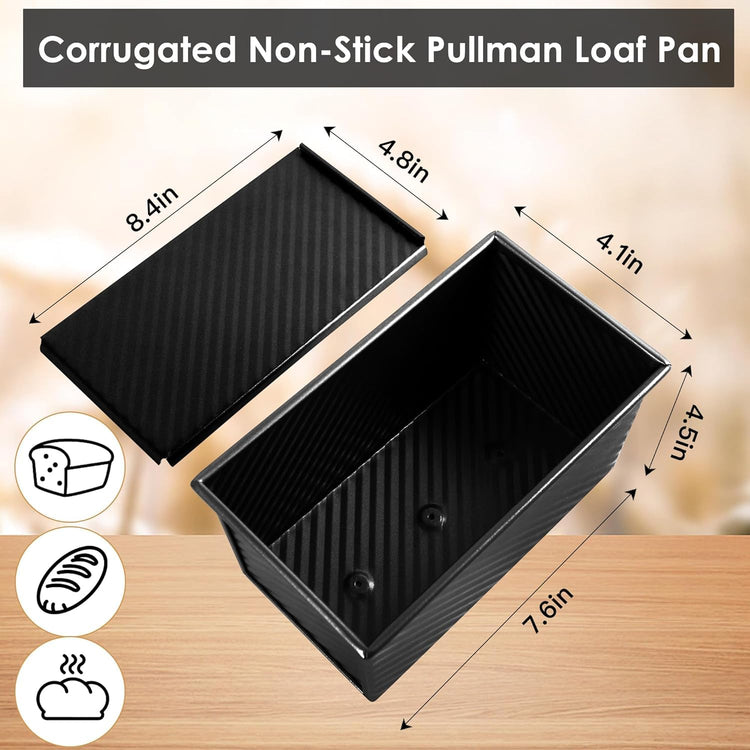 2pack 1LB Black Pullman Loaf Pan with Lid (2 Count)