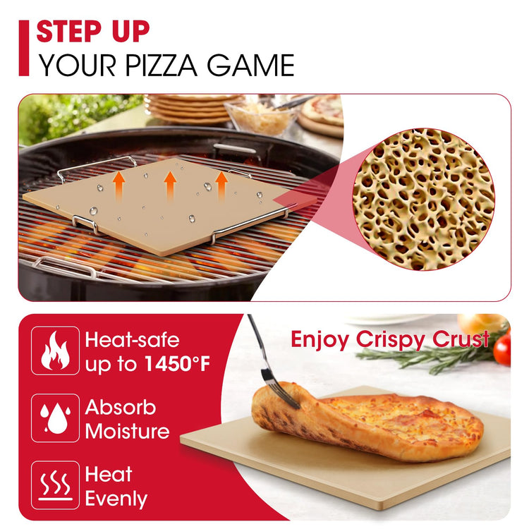 12" x 12" Square Pizza Stone for Oven and Grill