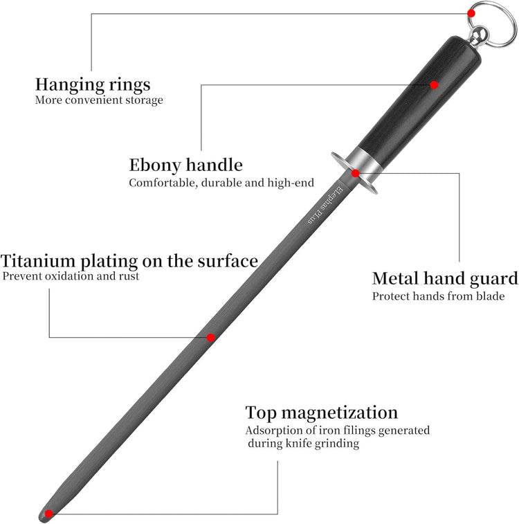 honing steel knife sharpener ,high carbon steel knife sharpener rod,12 Inch Knife Sharpening Steel Honing Rod(black)