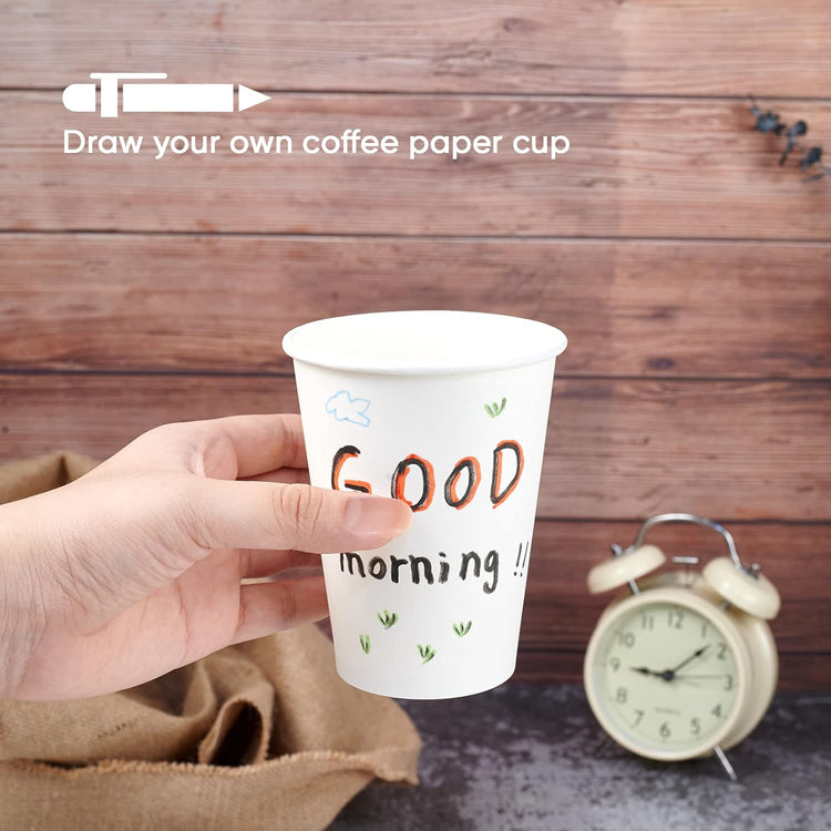 LITOPAK 240 Pack 12 oz Disposable Paper Coffee Cup, White Paper Hot Coffee Cups, Suitable for Party, Picnic, Travel, and Events