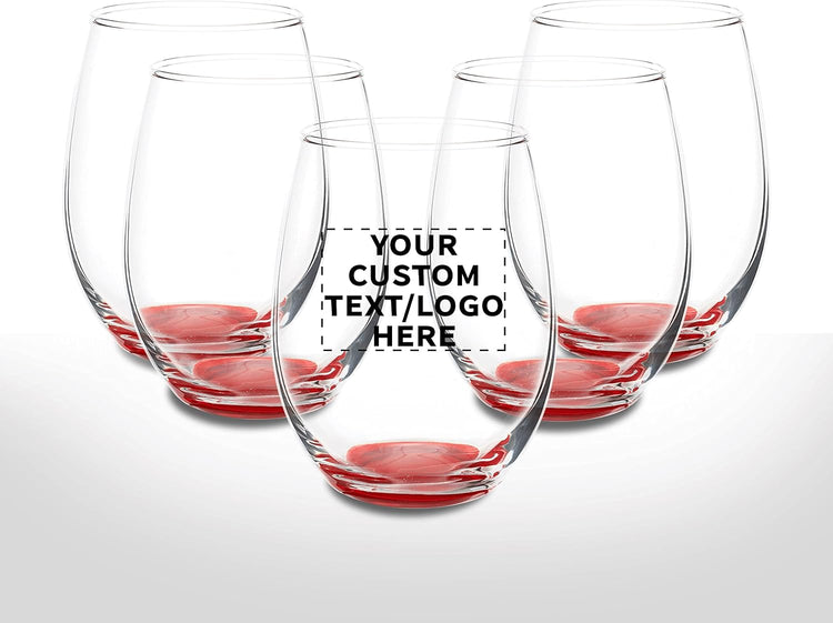 DISCOUNT PROMOS Stemless Wine Glasses in Bulk by ARC Perfection, 15 oz, 10 Pack, Red or White Wine Glass Set, Red