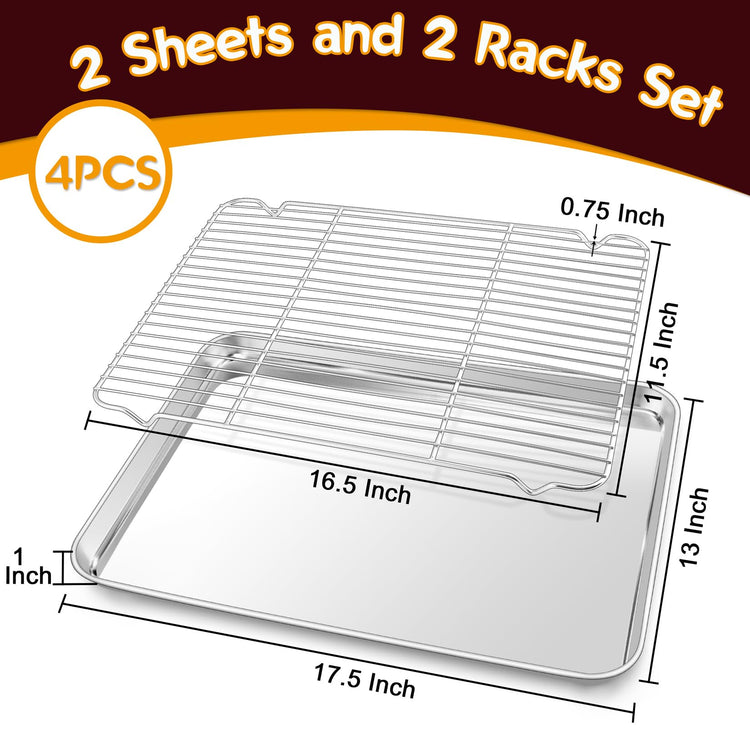 17.5 Inch Baking Sheet with Rack Set