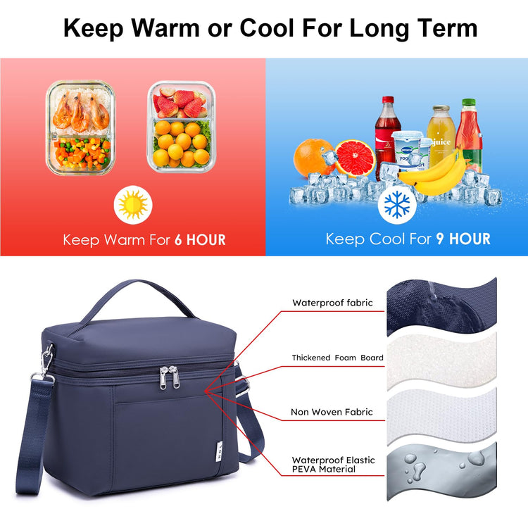 NOL 8L Insulated Lunch Bags for Women Cooler Bag Lightweight Nylon Waterproof Lunch Box For Work