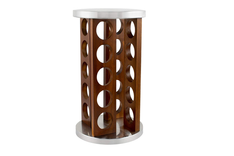20 Jar Rotating Dark Acacia Wood Spice Rack with Spices Included & 5