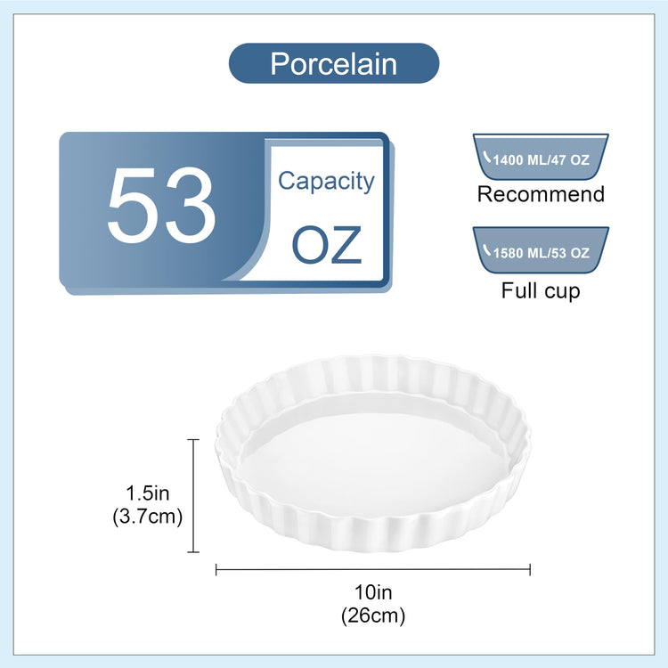 Porcelain Pie Pan Quiche Baking Dish (2 Count)