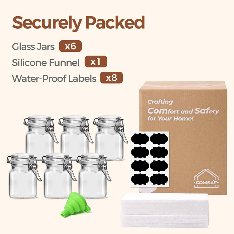 Square Small Glass Spice Jars with Airtight Lids 4 oz 6 Pack Pantry (6 Count)