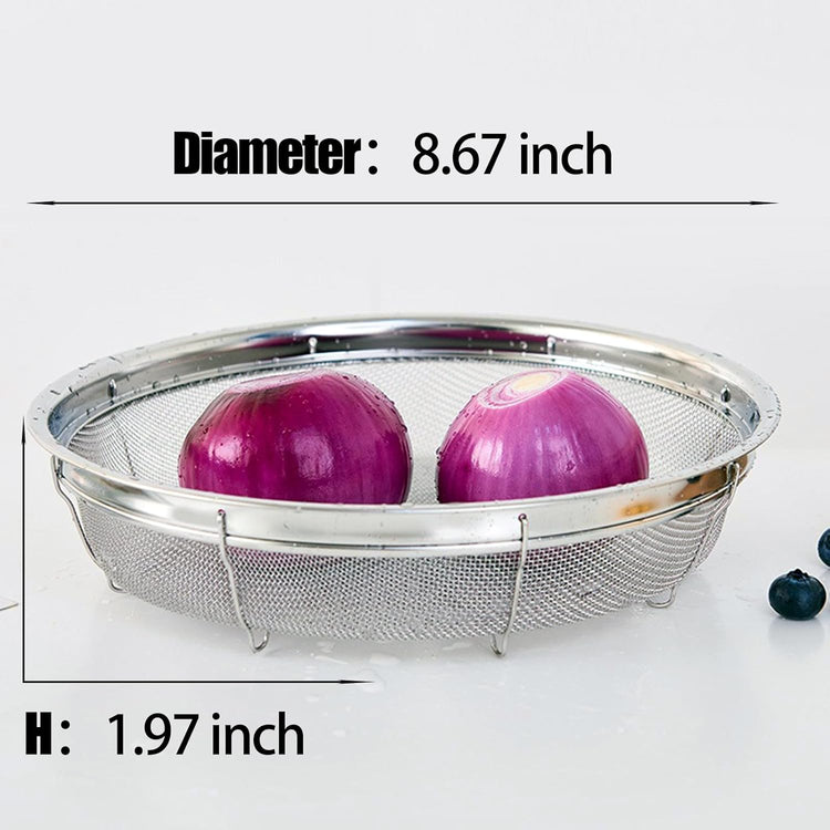 Fine Mesh Strainer for Kitchen, Stainless Steel Colander Bowl for Pasta, Rice, Fruit, Metal Net Baskets with Resting Base - Strain, Drain, Rinse (Diameter 8.67 inch)